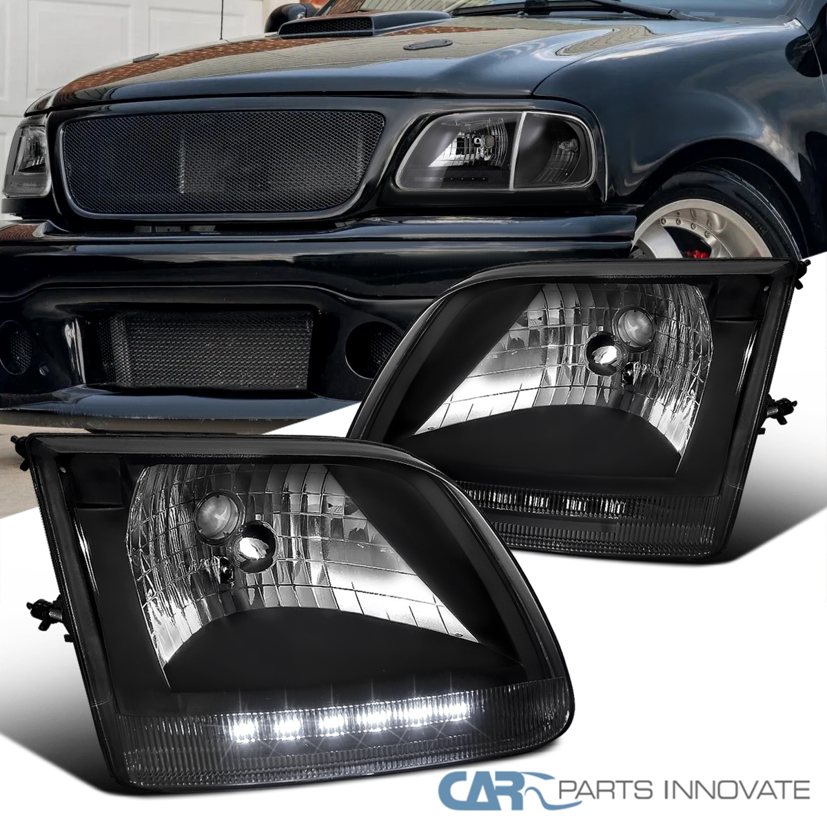 【N.】 Fit 97-02 Ford F150 Expedition Matte Black LED Strip