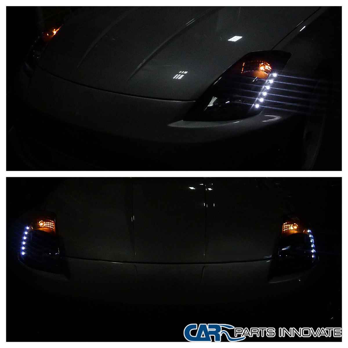 Black Fits 2003-2005 350Z Z33 LED Strip HID Type Projector