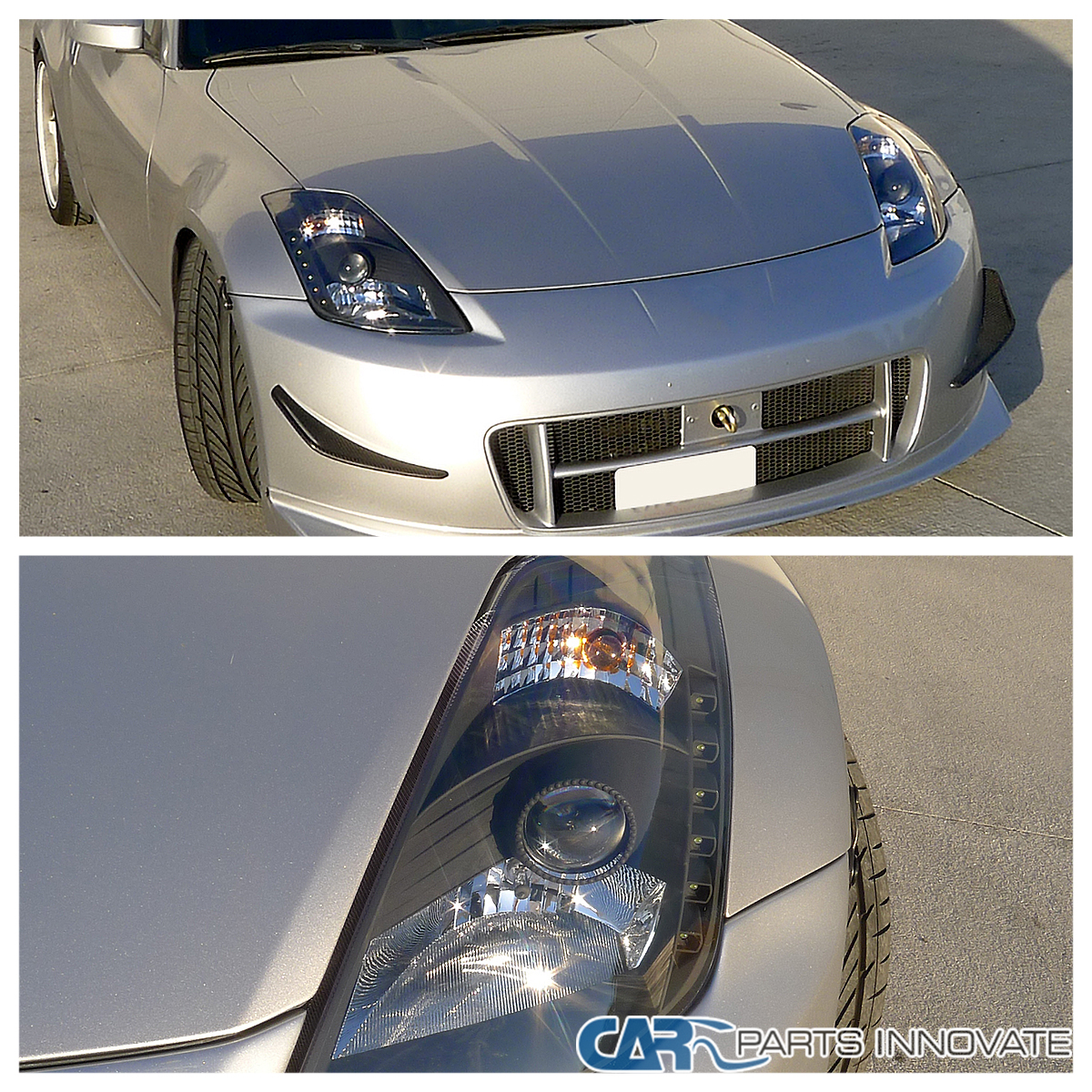 Black Fits 2003-2005 350Z Z33 LED Strip HID Type Projector