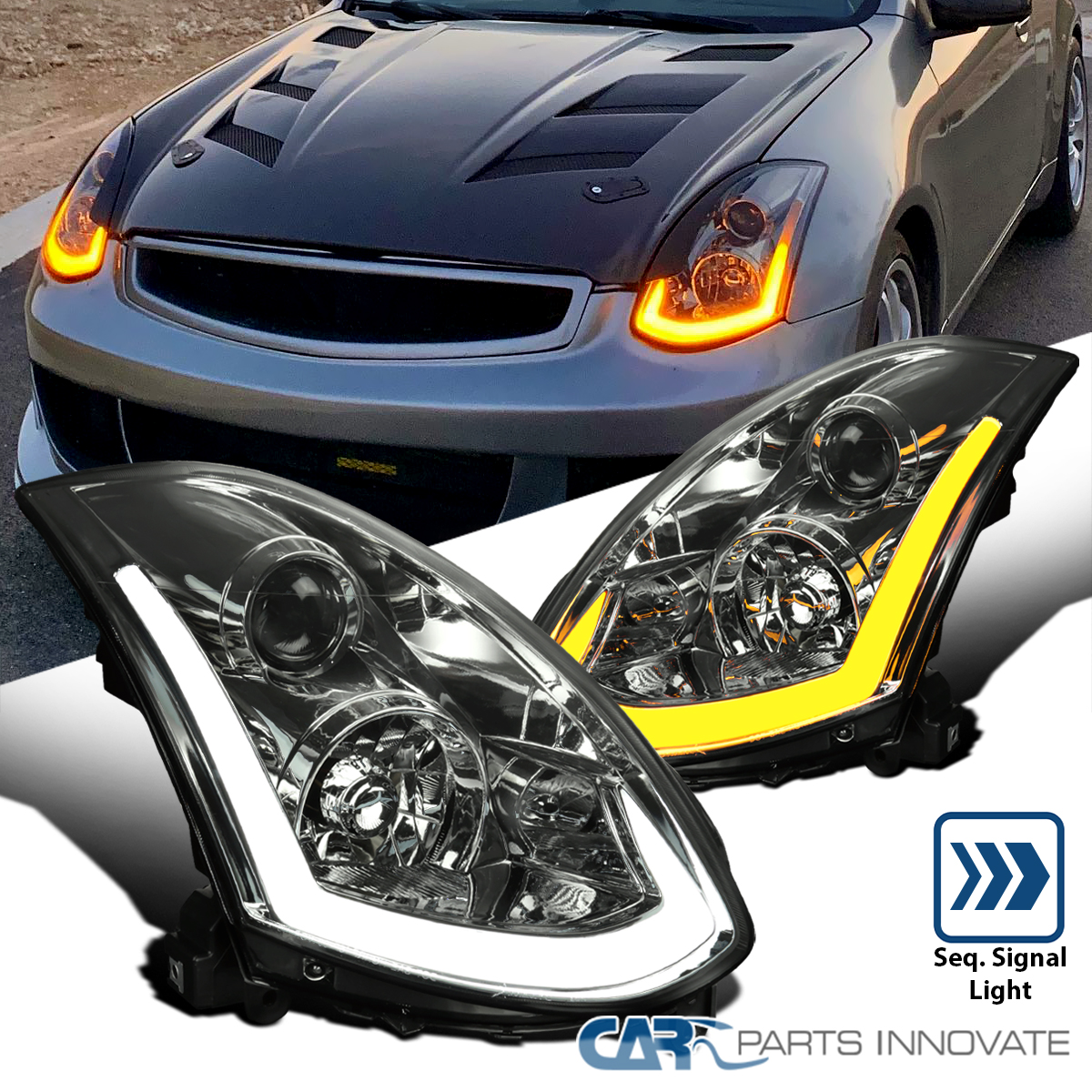 Superposiciones De Tinte Ahumado Para Faros Delanteros, Precortadas Para Infiniti G35 2003-2007