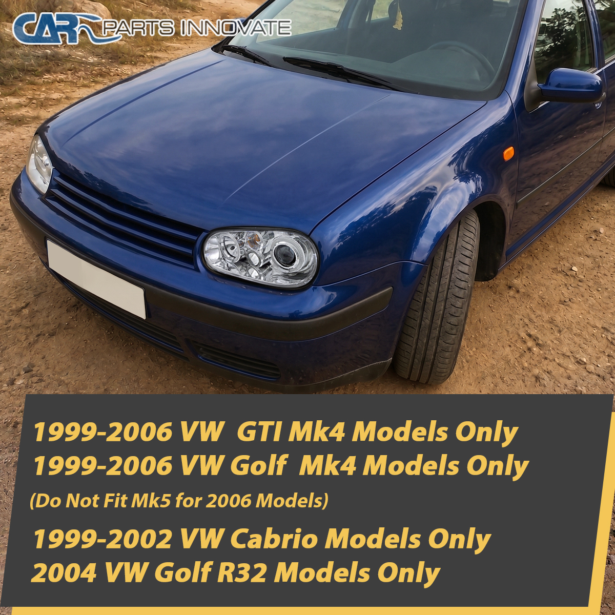 Fit VW 99-06 Golf Mk4 GTI R32 Cabrio Clear Halo Projector
