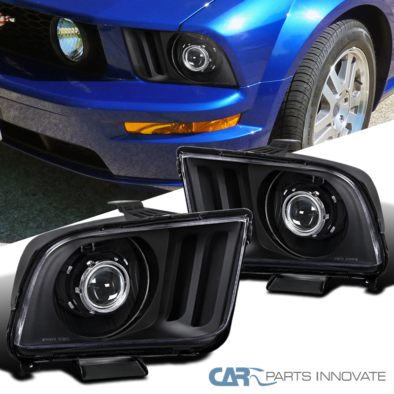05-09 Ford Mustang GT Black Projector Headlights Head Lights Lamps Left+Right