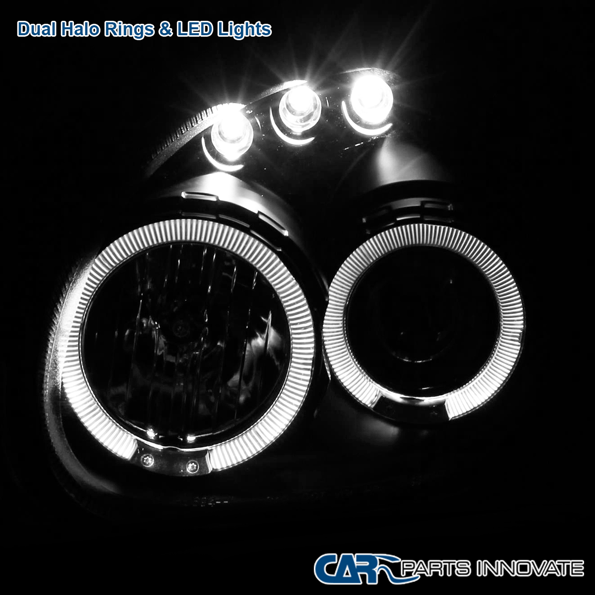 Black Fits 2000-2002 Dodge Neon LED Halo Projector Headlights+