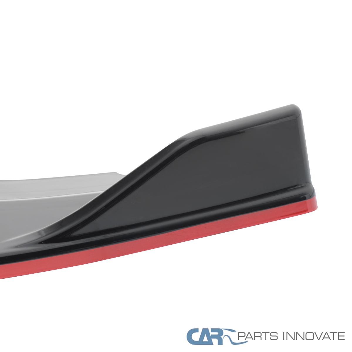 Fits 16-19 Honda Civic 4Dr Glossy Black Front Bumper Lip Spoiler Kit w/Red Trim