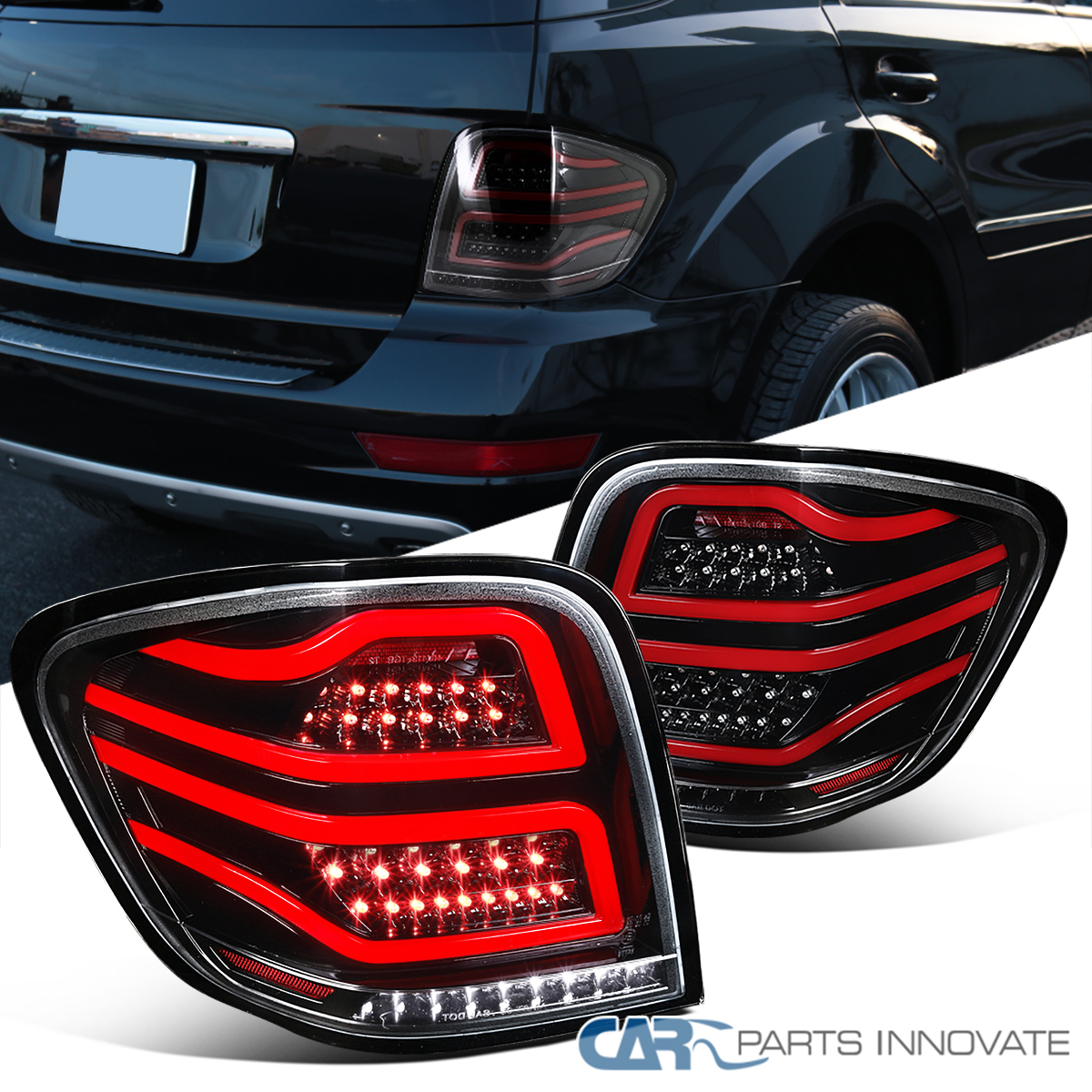Fits 06-11 Mercedes Benz W164 ML-Class Black Full LED Tail Lights