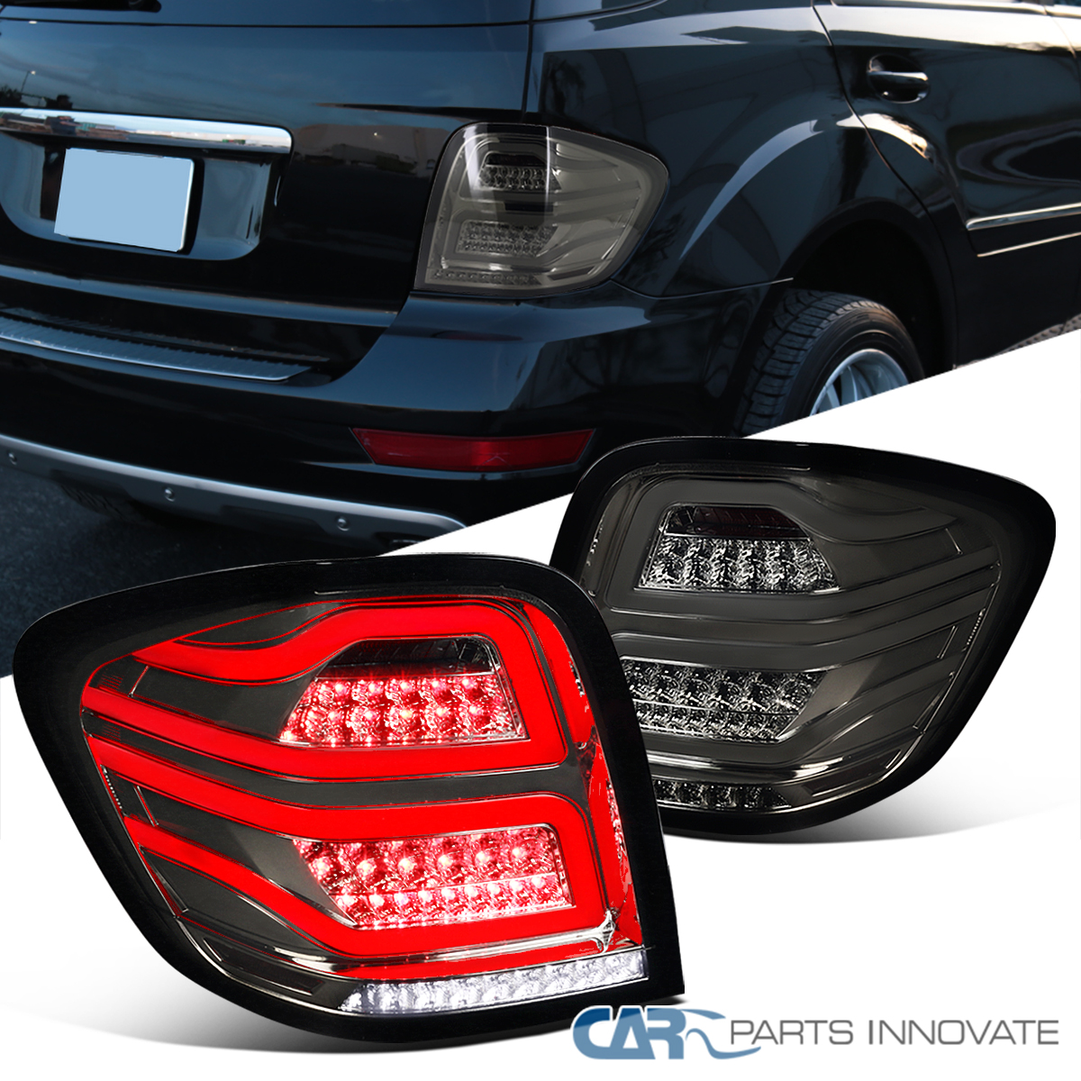 Fits 06-11 Mercedes Benz W164 ML-Class Black Full LED Tail Lights