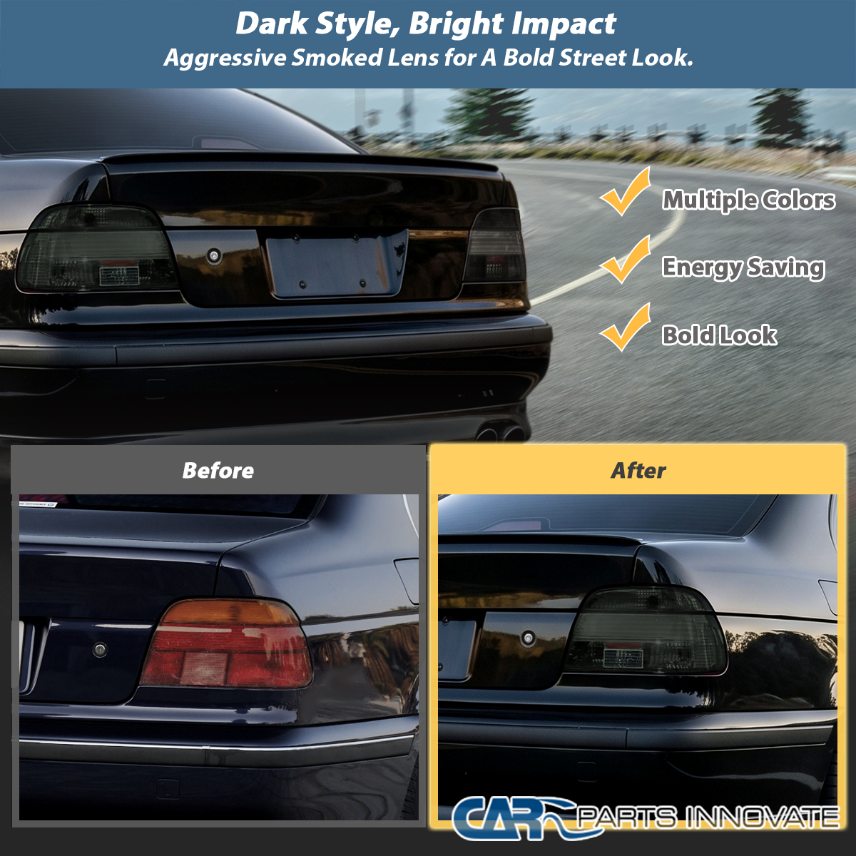 Fit 97-00 BMW E39 5-Series 528i 540i LED Bar Strip Smoke Tail