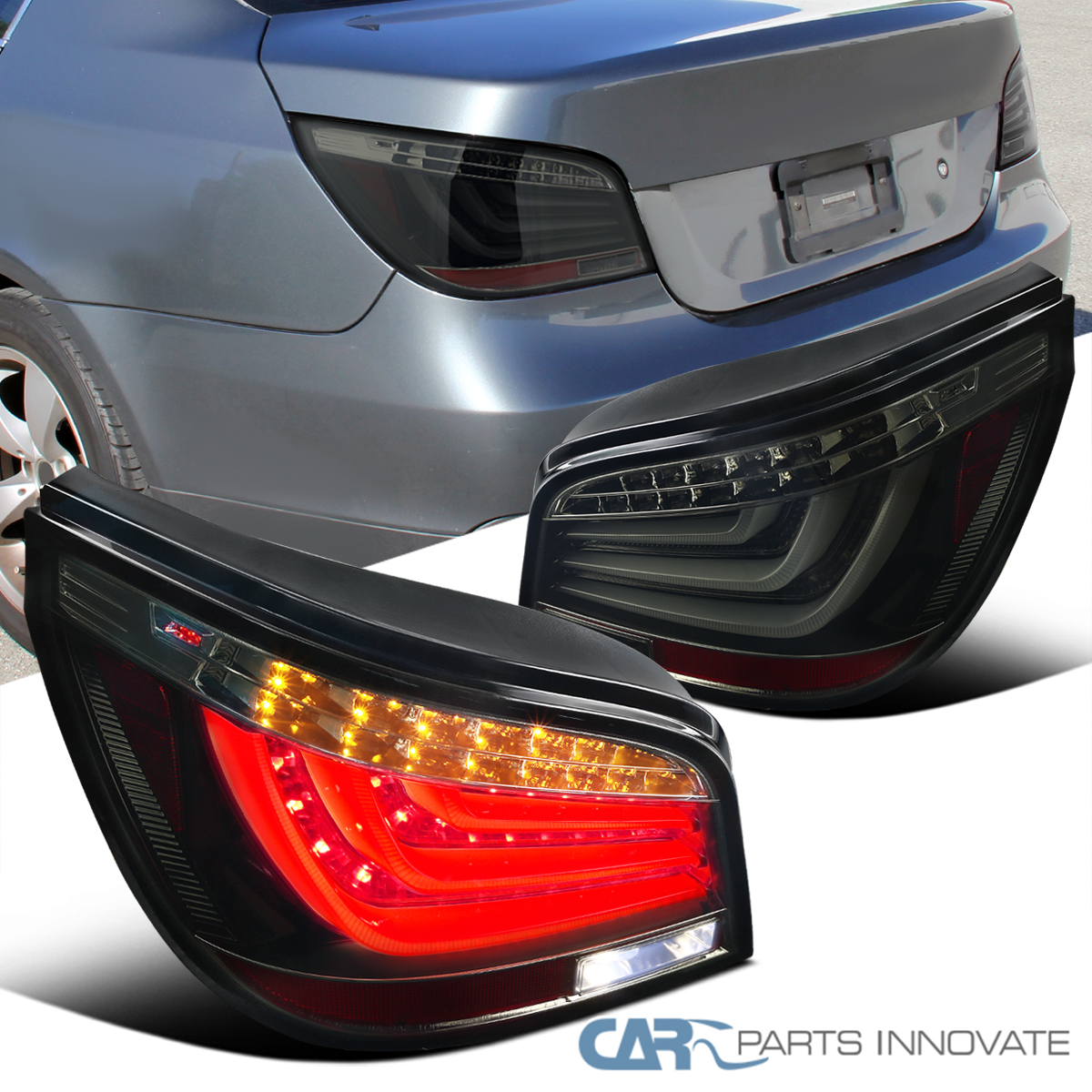 Fit 2004-2007 BMW E60 5-Series 525i 530i 550i Pearl Black LED Tail