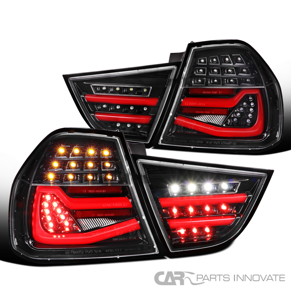 Pearl Black Fit 2009-11 BMW E90 3-Series Sedan LED Tail Lights