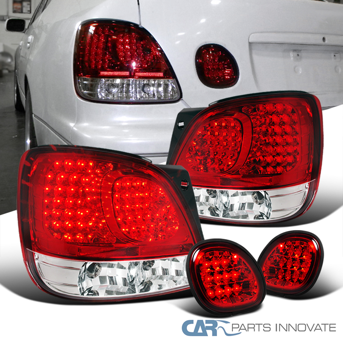 Fits 98-05 Lexus GS300 400 430 Rear Red Clear LED Tail Lights+