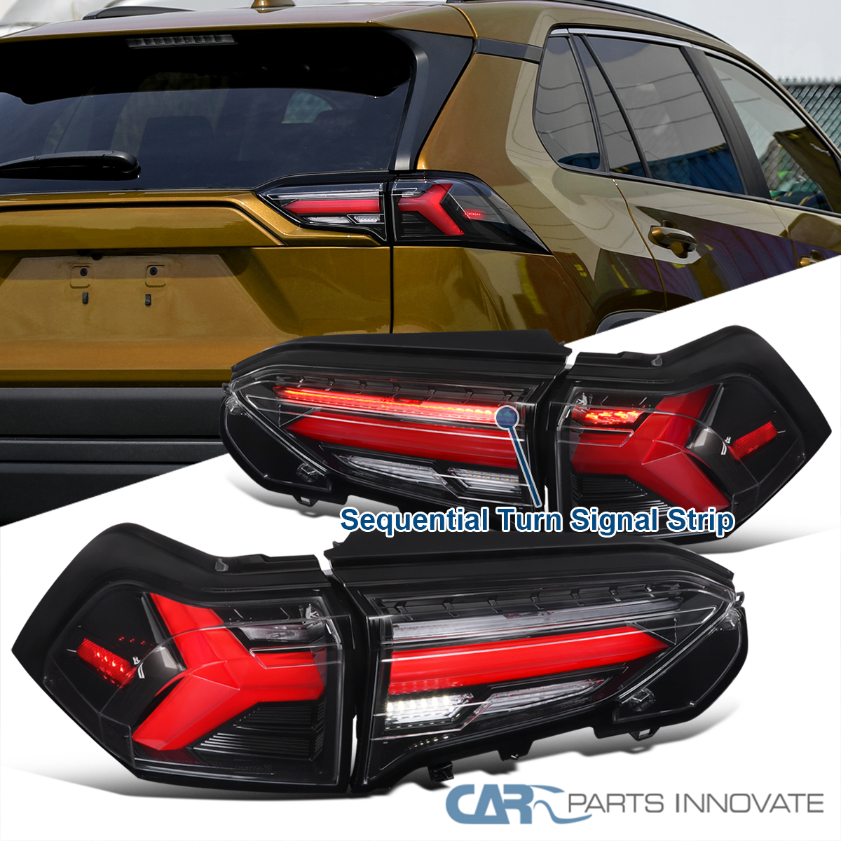 Fit 2019-2024 Toyota RAV4 Sequential LED Tail Light Rear Brake