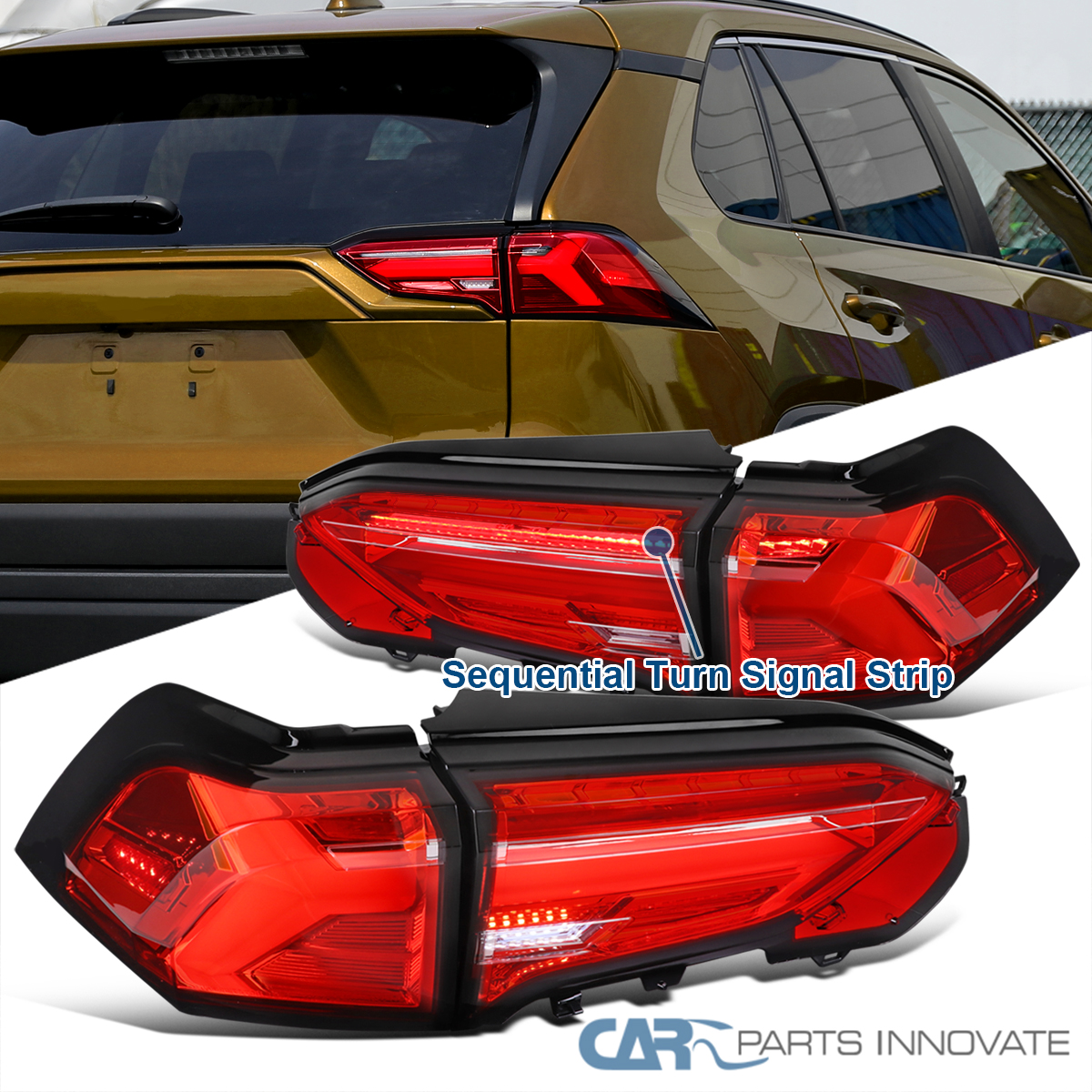 RAV4 テールライト4個セット Fit 2019-2024 Toyota RAV4 Sequential LED Tail Light Rear Brake
