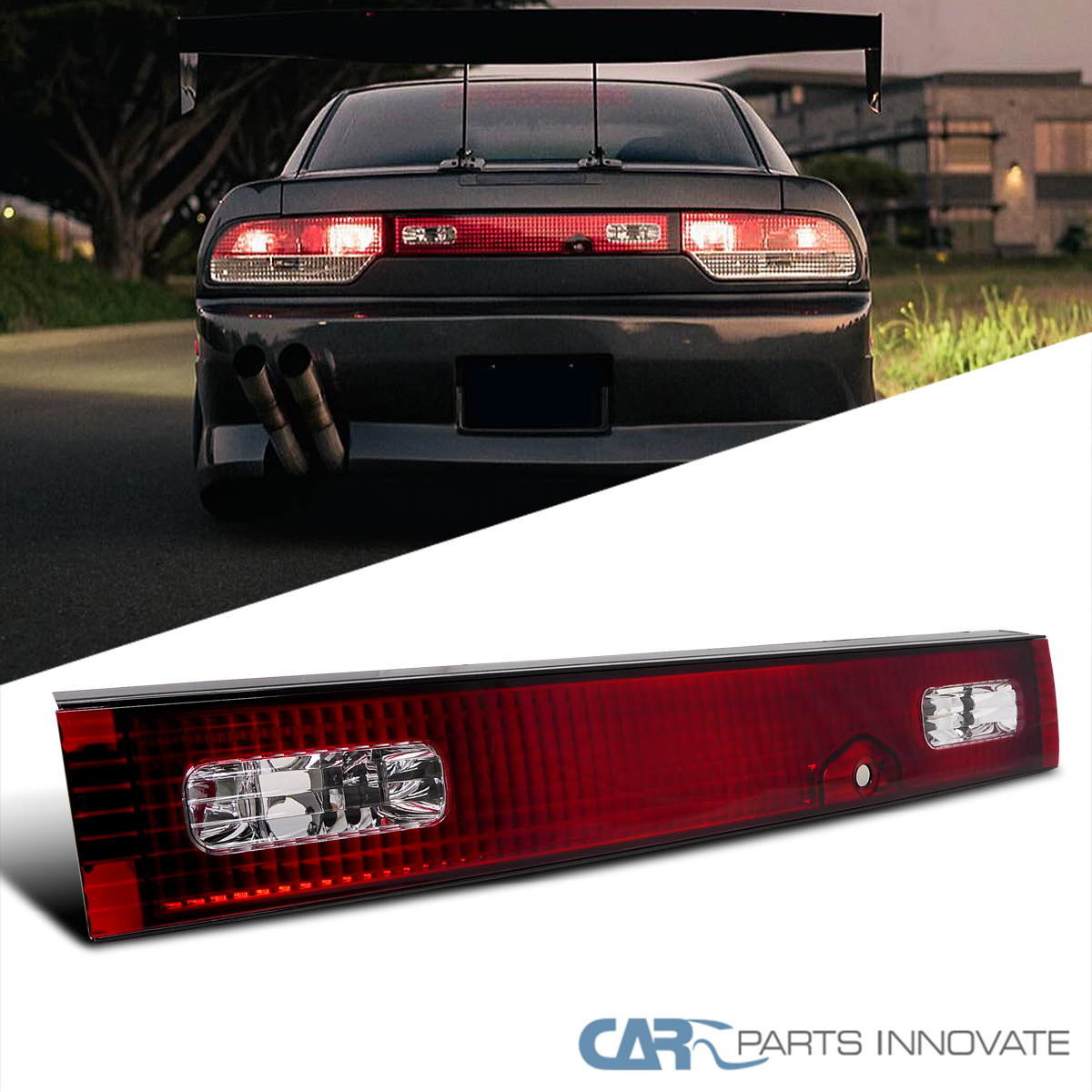 Fit 89-94 240SX S13 Hatchback Red/Clear Trunk Tail Light Rear