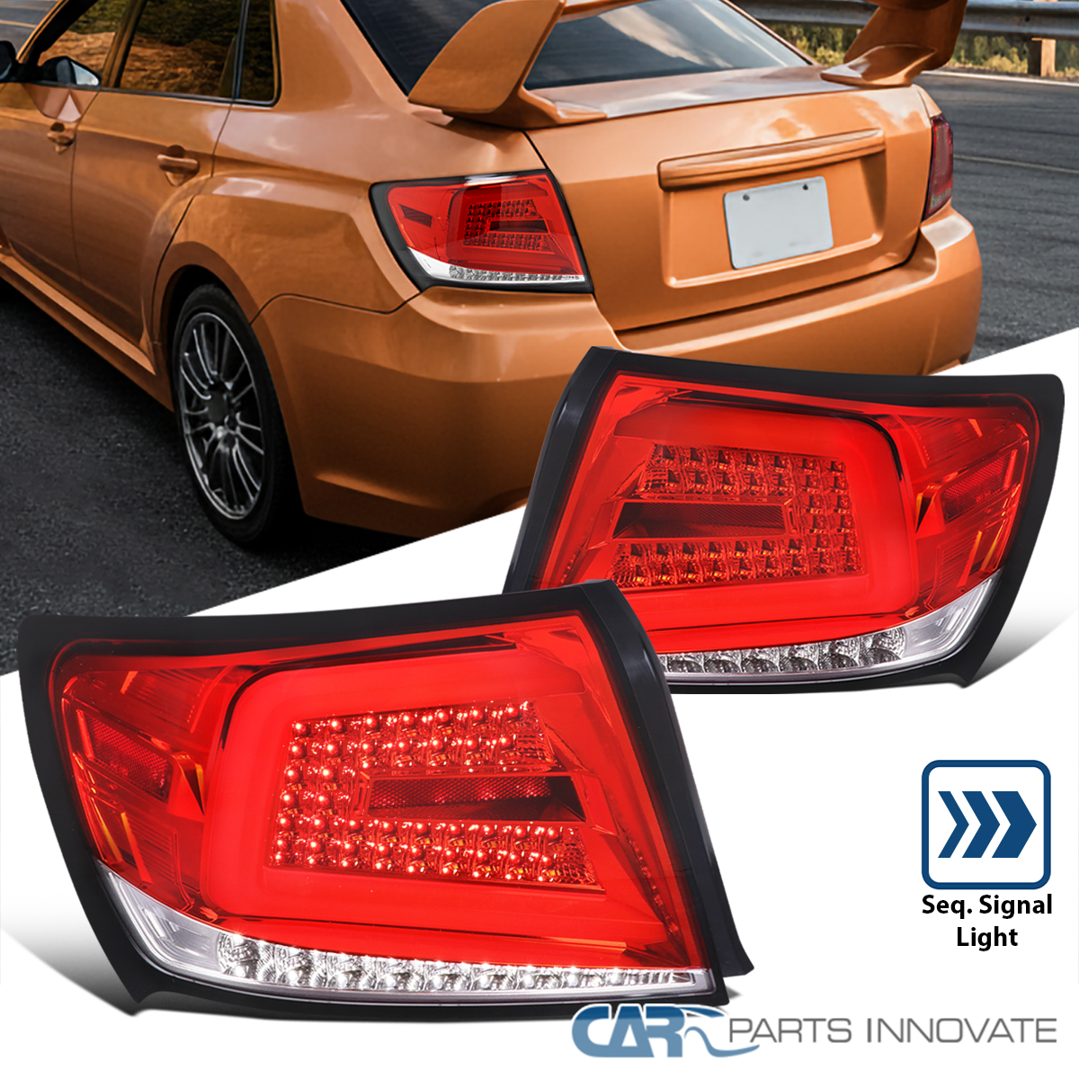 Pearl Black Tail Lights Fits 2008-2014 Subaru Impreza WRX STI LED