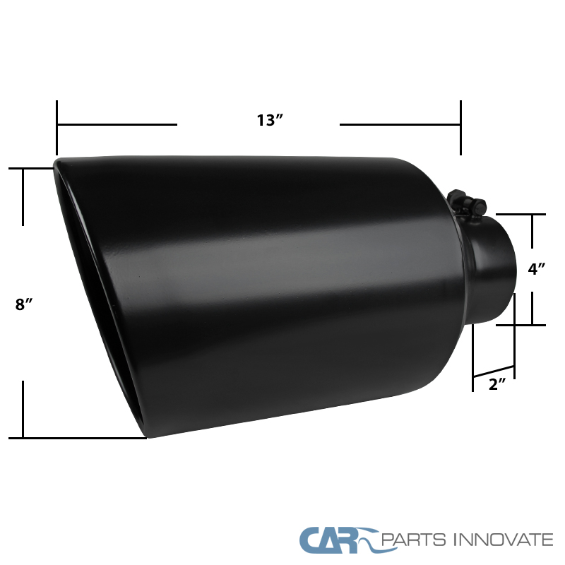 thumbnail image 2 of Black Stainless Steel Diesel Exhaust Tip – 4” Inlet, 8” Outlet, 15” Long, Bolt-On Installation 2 of 6
