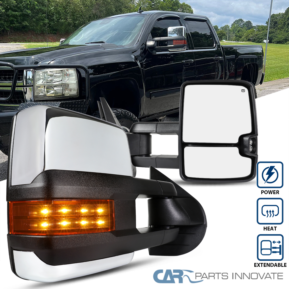 Facelift Style Side/Tow Mirrors w/ Defrost+LED Signal Fit 07-13