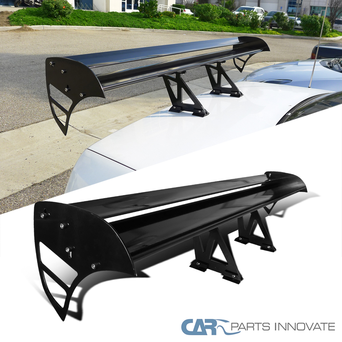 Light Aluminum Adjustable Black Double Deck F1 Sty Rear Spoiler