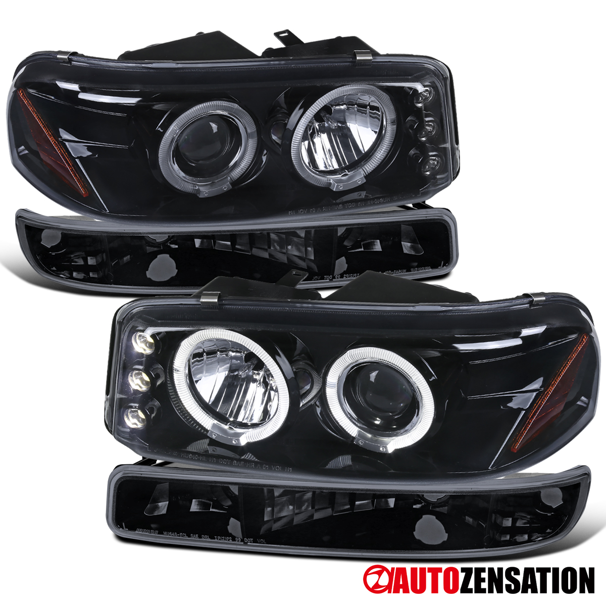 Autozensation Slick Black Bumper Lights For 1999-2006 GMC Sierra Yukon XL – Clear Lens Halogen Signals