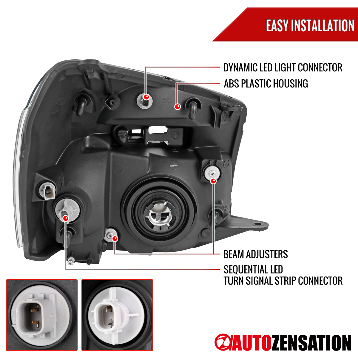 Fit 2005-2009 Chevy Equinox Headlights Lamp Switchback LED Sequential Left+Right