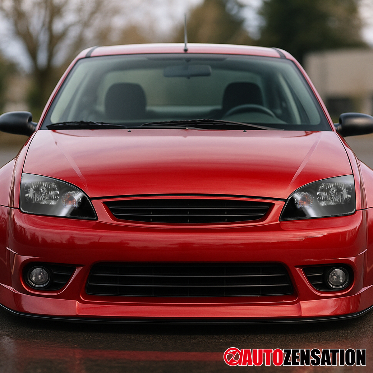 Fit 2005 2006 2007 Ford Focus ZX4 Black Headlights Assembly Lamps