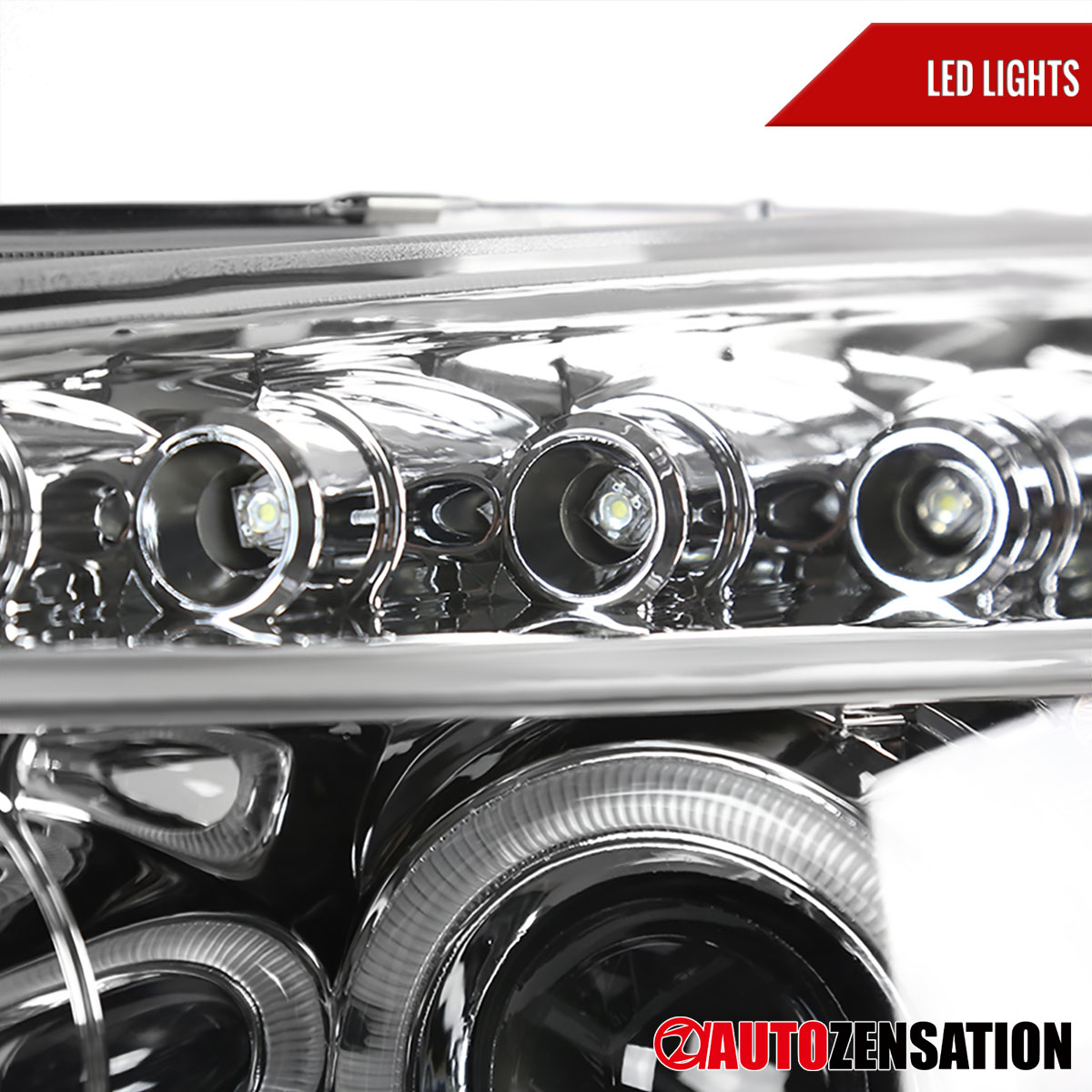 Black LED Halo Projector Headlights For 2003-2007 Honda Accord – Pair With Bulbs