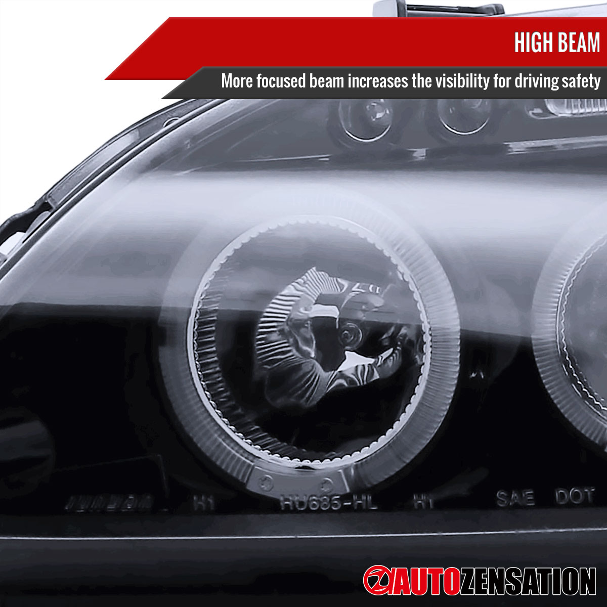 thumbnail image 2 of Eagle Eyes Black Halo Projector Headlights & Tail Lights For 96-98 Civic Hatchback 2 of 6