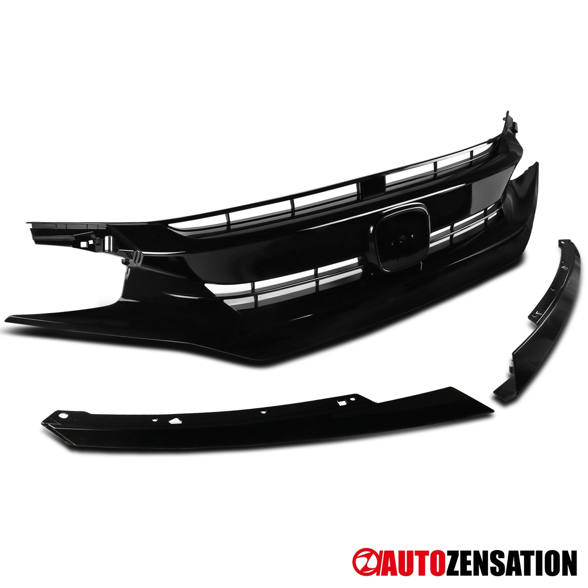 Glossy Black Mesh Grille For 2016-2018 Honda Civic – Front Bumper OEM Style