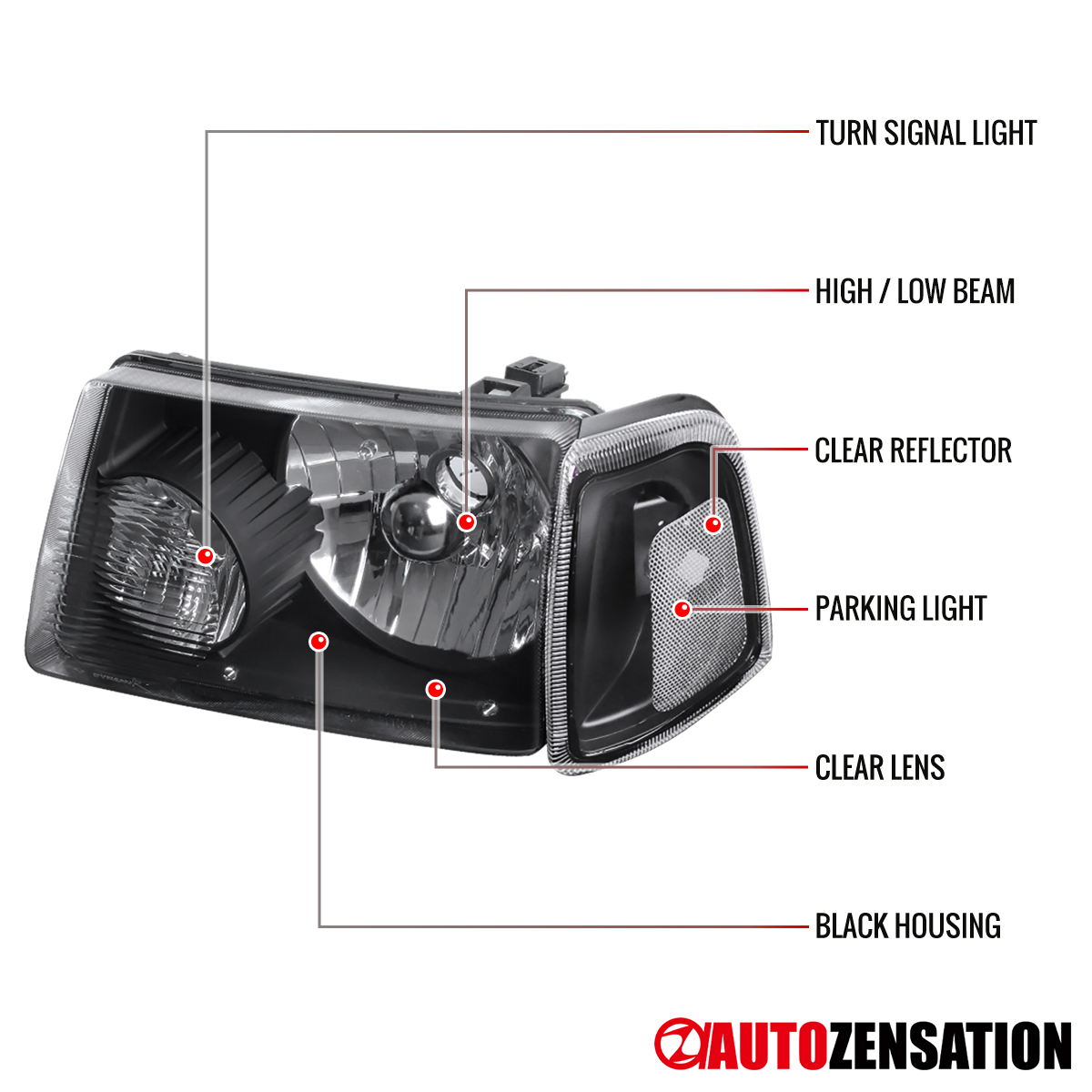 01-11 Ford Ranger Factory Style Headlights – CA Auto Parts