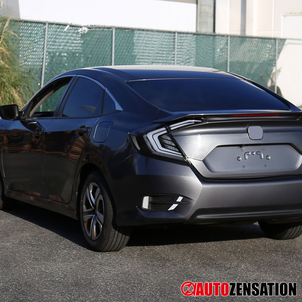 Black LED Tail Lights With Sequential Turn Signals For 2016-2021 Honda Civic Sedan