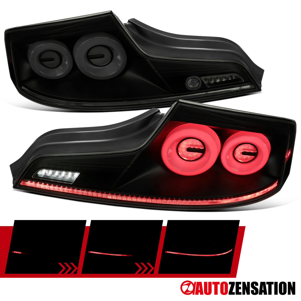 Slick Black Fit 2003-2007 Infiniti G35 Coupe Sequential LED Tail