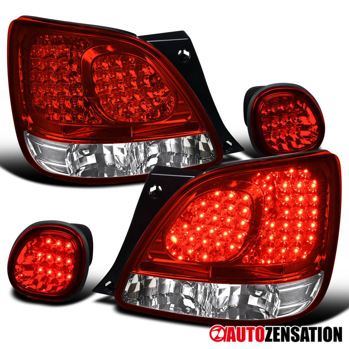 Fit 1998-2005 Lexus GS300 GS400 GS430 Red/Clear LED Tail Lights+