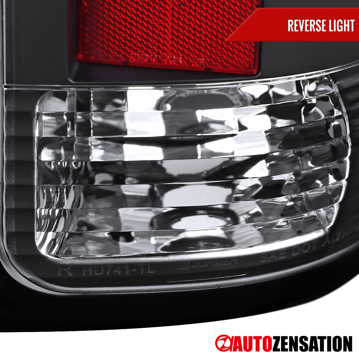 Autozensation Black LED Tail Lights For 2007-2013 GMC Sierra 1500/2500/3500 - Clear Lens, Brake & Turn Signals Built-In