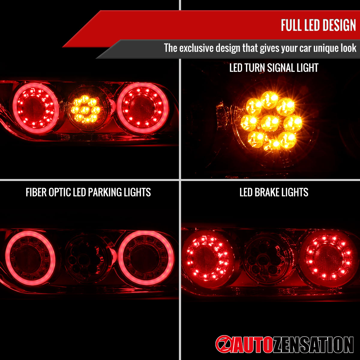 Red Fit 1991-1998 180SX RPS13 240SX S13 S14 LED Tail Lights Lamps