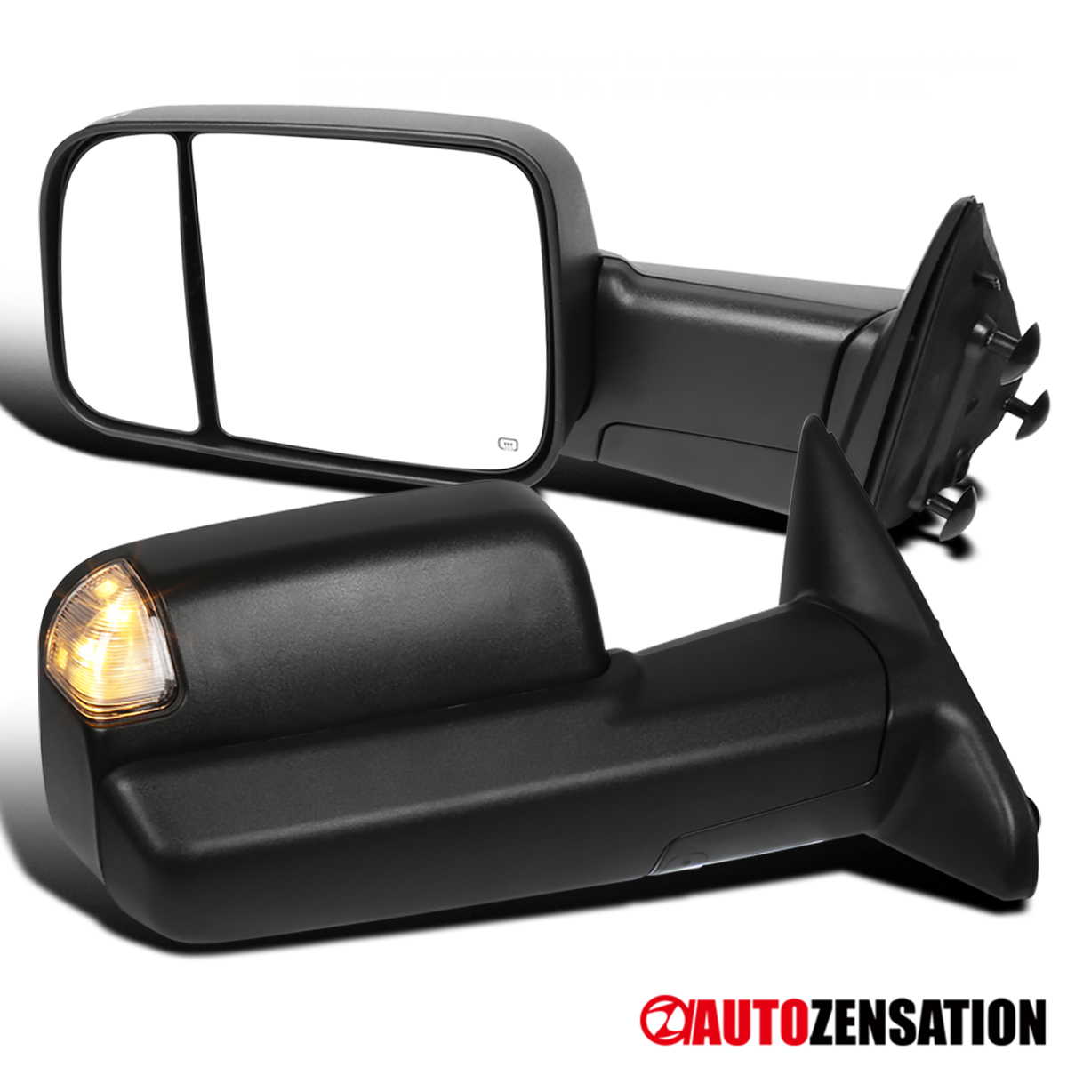 2013-2015 Dodge Ram 1500 2500 Power+Heated Flip Up Towing Mirrors w//LED Puddle