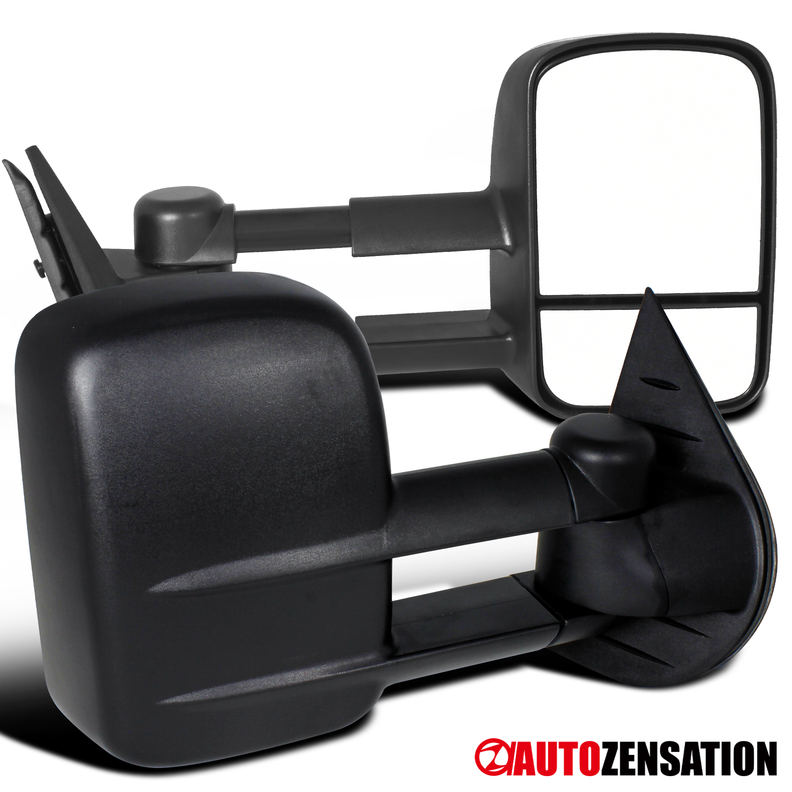 FOR 2007-2014 CHEVY SILVERADO PAIR BLACK MANUAL TOWING MIRRORS+LED AMBER SIGNAL