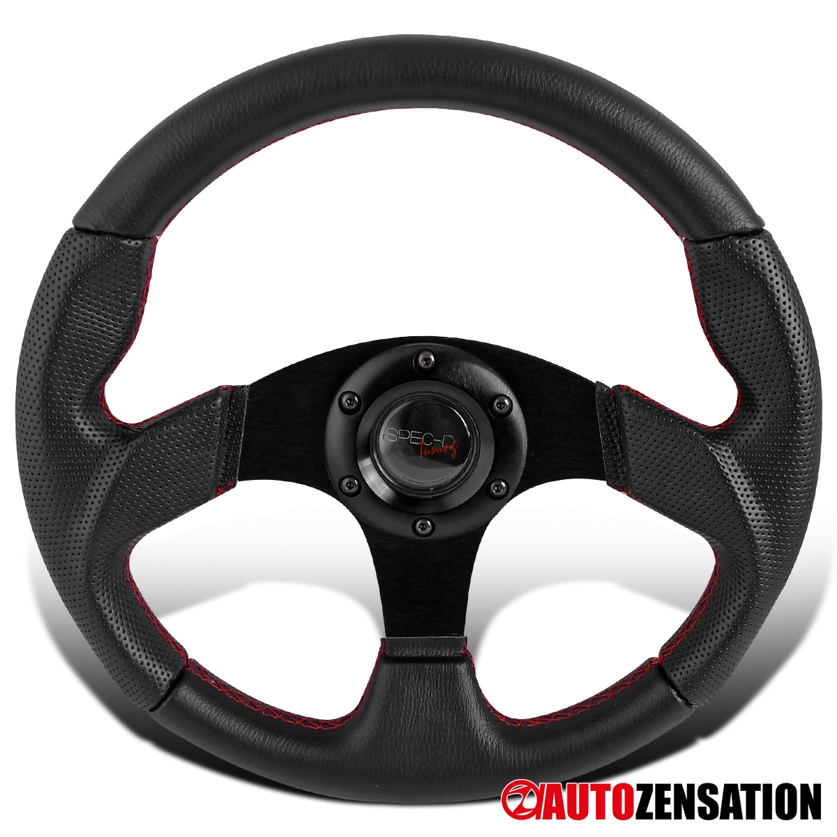 Autozensation 340MM JDM Racing Sport Aluminum Steering Wheel with Black PVC Leather+Stitching