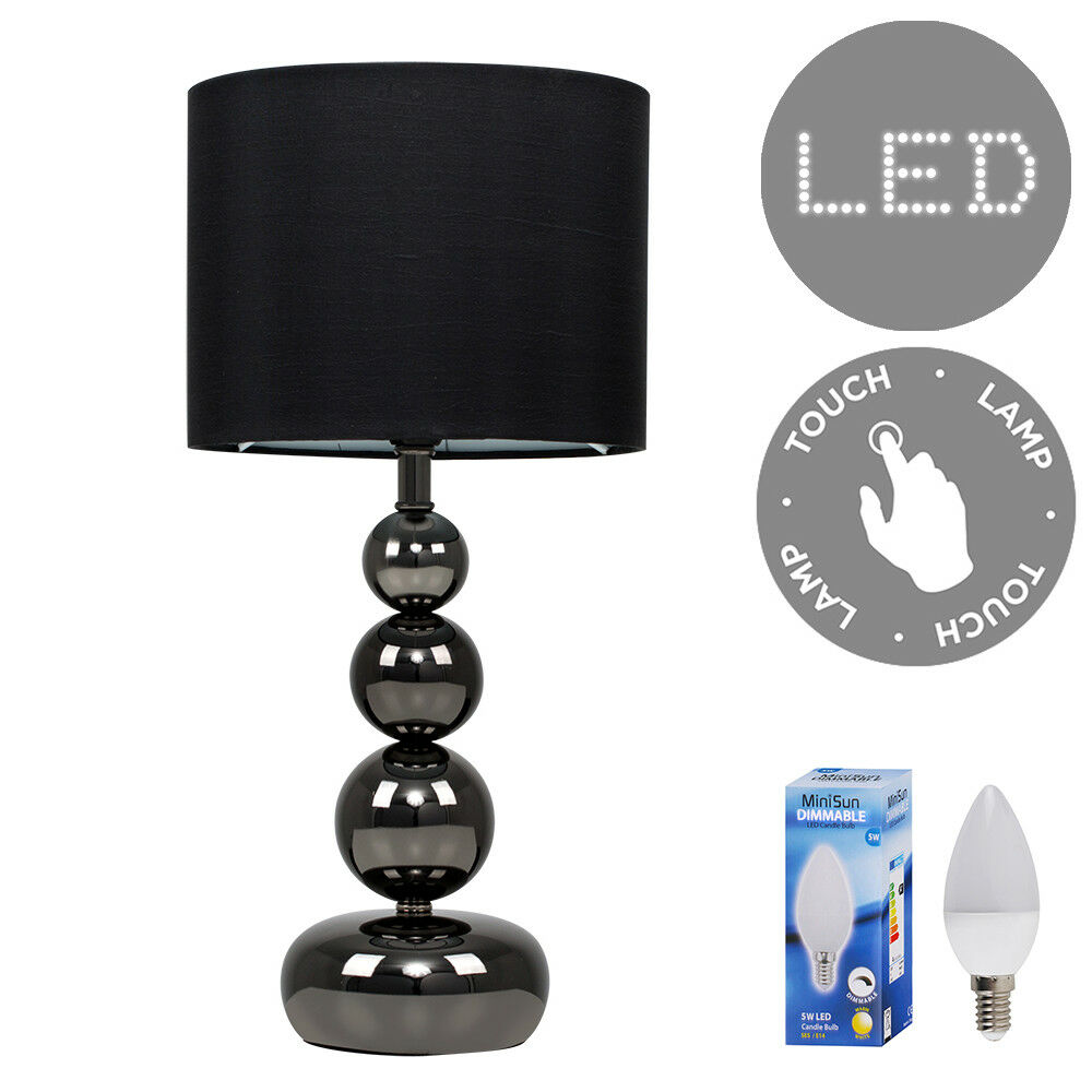 Modern Dimmable Bedside Table Lamp Touch Dimmer Lounge Light Cotton Lampshade eBay