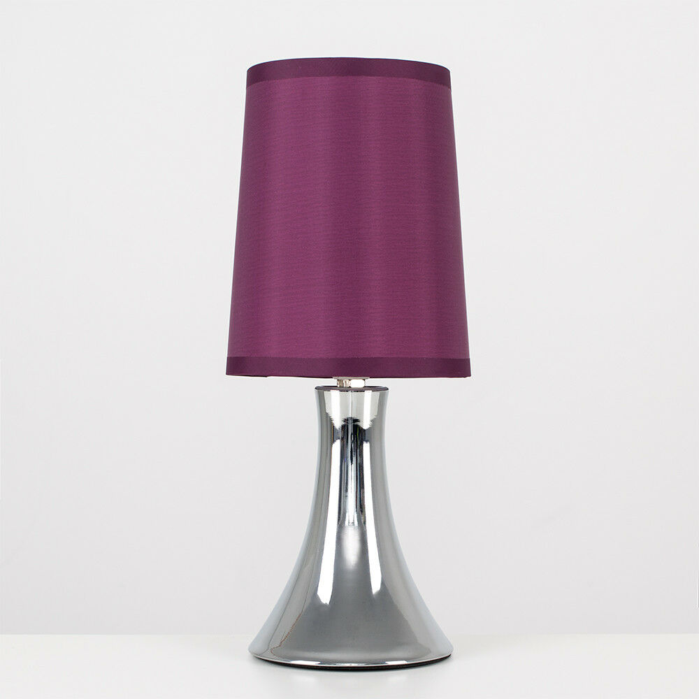 Single / Pair Modern 31cm Chrome Touch Dimmer Bedside / Lounge Table