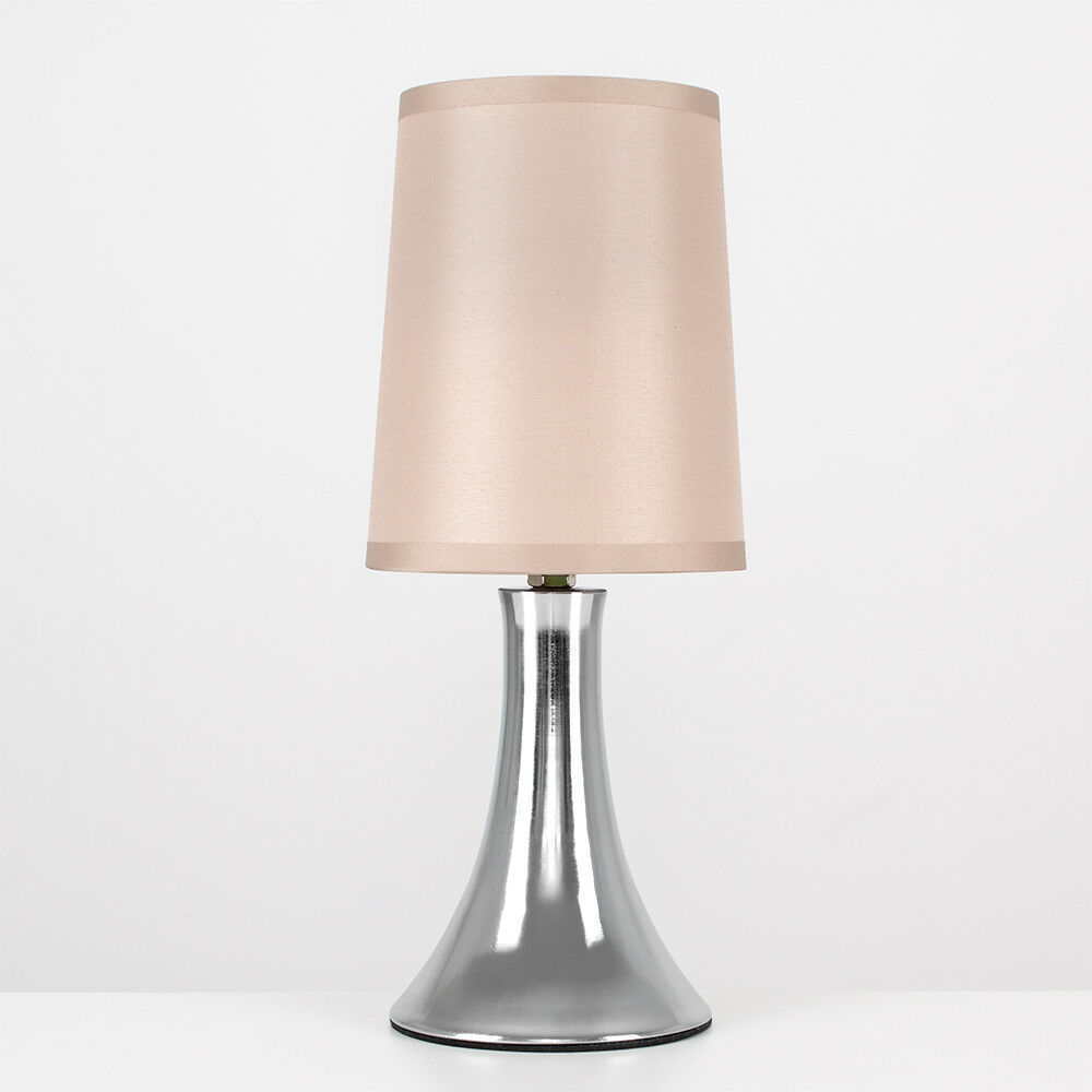 Single / Pair Modern 31cm Chrome Touch Dimmer Bedside / Lounge Table