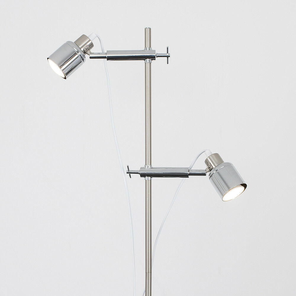 Chrome 2 Way Floor Lamp Spotlight Design LED Light Bulb Adjustable Home