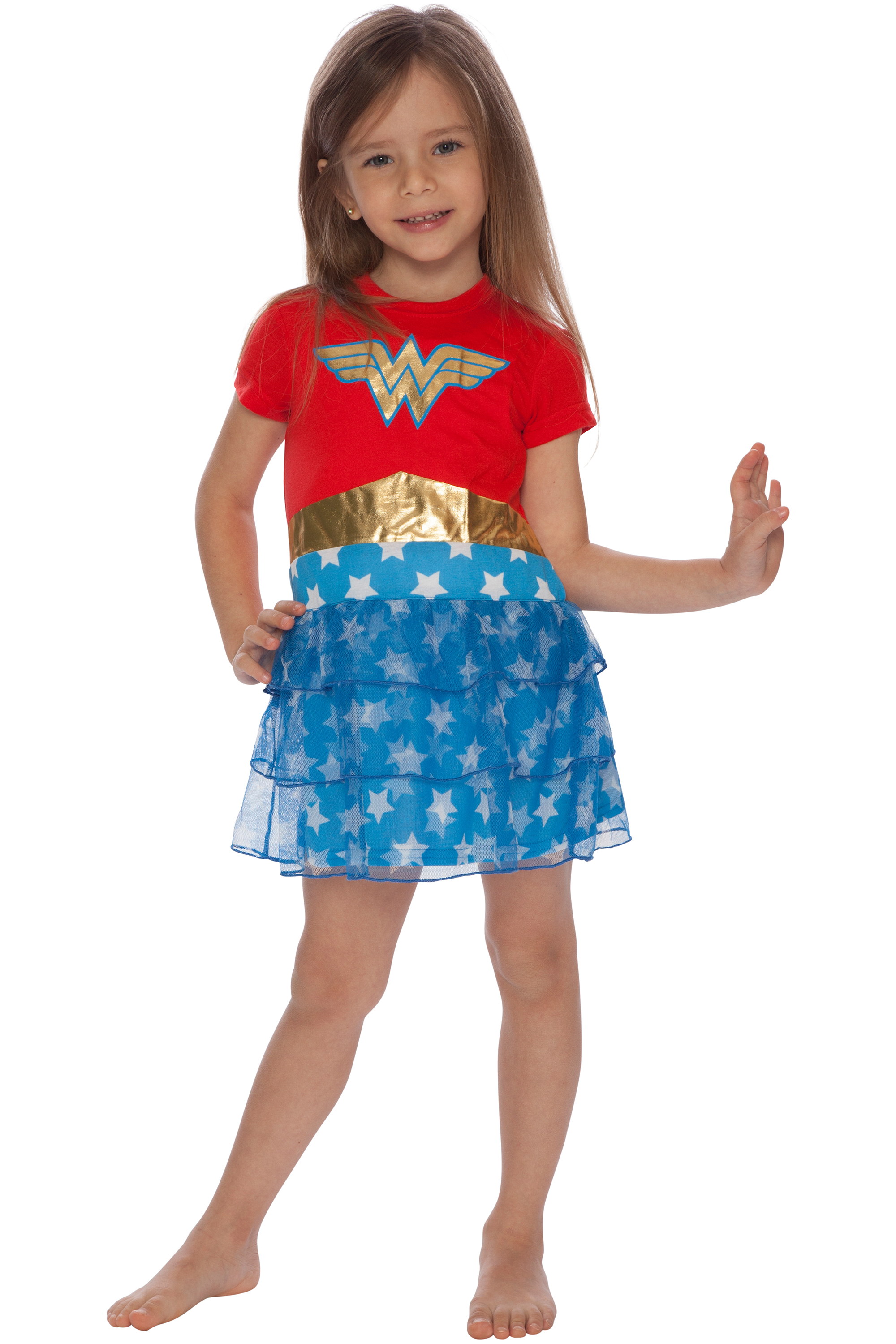 DC Comics Girls' Wonder Woman Short Sleeve 3 Tier Nightgown Pajama - Picture 8 of 16