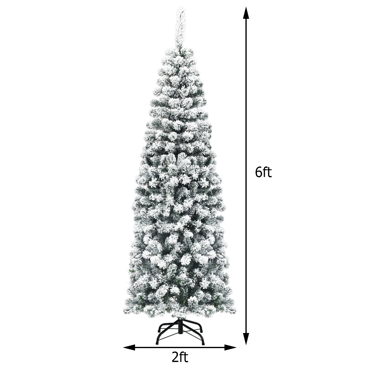 Topbuy Bleistift Künstlicher Weihnachtsbaum Schnee beflockt Bleistiftbaum mit Flexiblen - Bild 16 von 24
