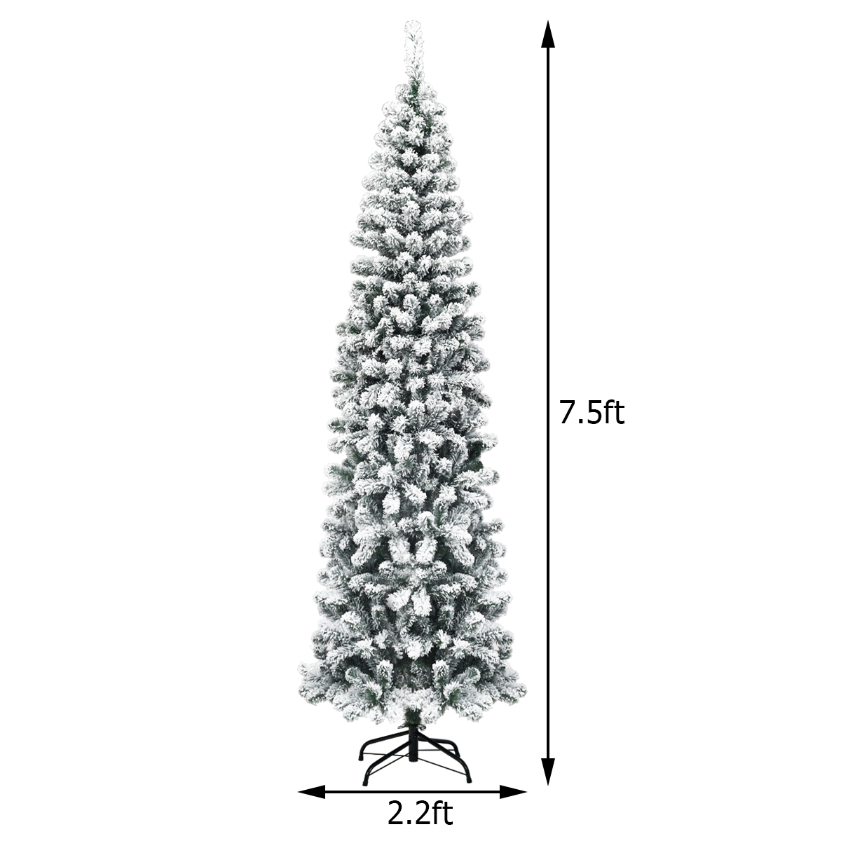 Topbuy Bleistift Künstlicher Weihnachtsbaum Schnee beflockt Bleistiftbaum mit Flexiblen - Bild 24 von 24