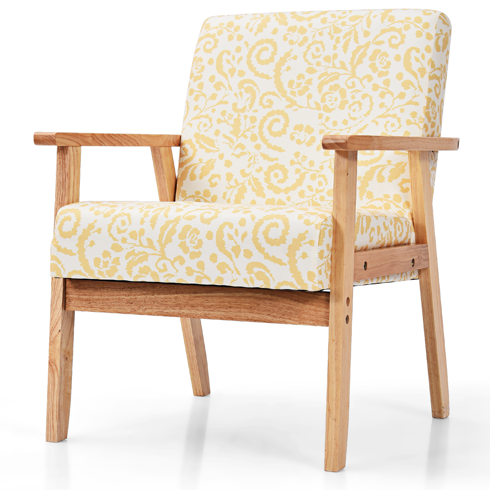 Fabric Upholstered Lounge Chair Grey/navy/yellow