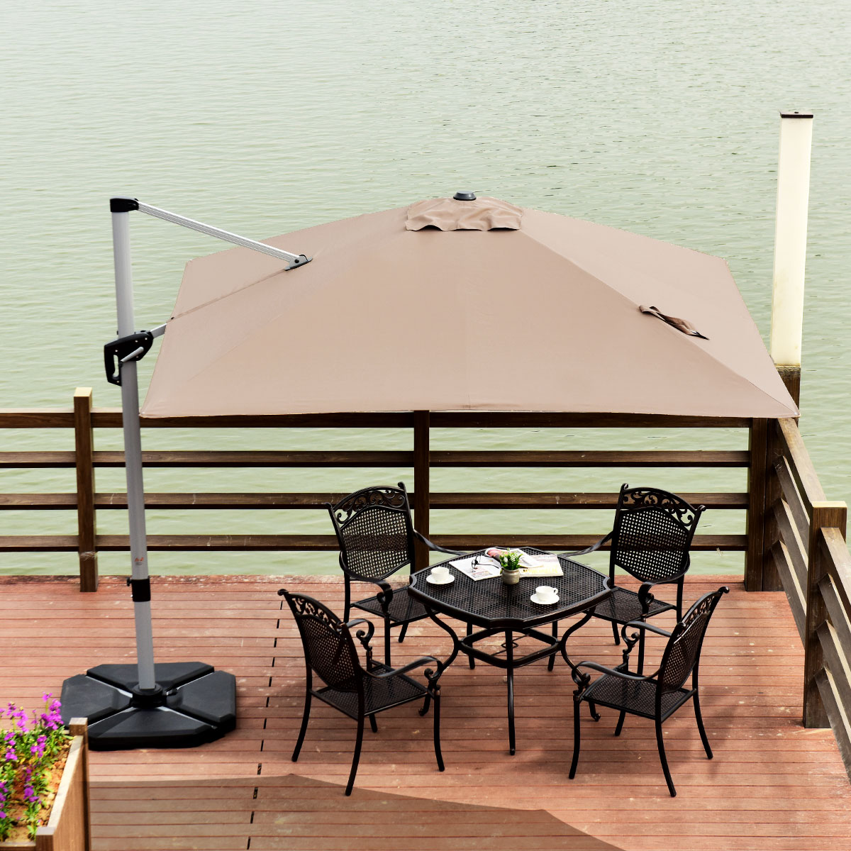 Topbuy 10' Square Patio Umbrella Offset Outdoor W/Base Multi Colors eBay