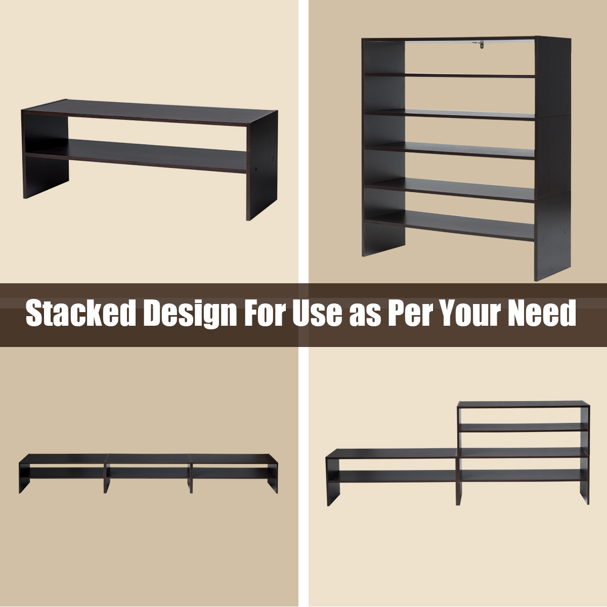 Topbuy 5-Tier Stackable Shoe Rack 31" Width Organizer Shelf