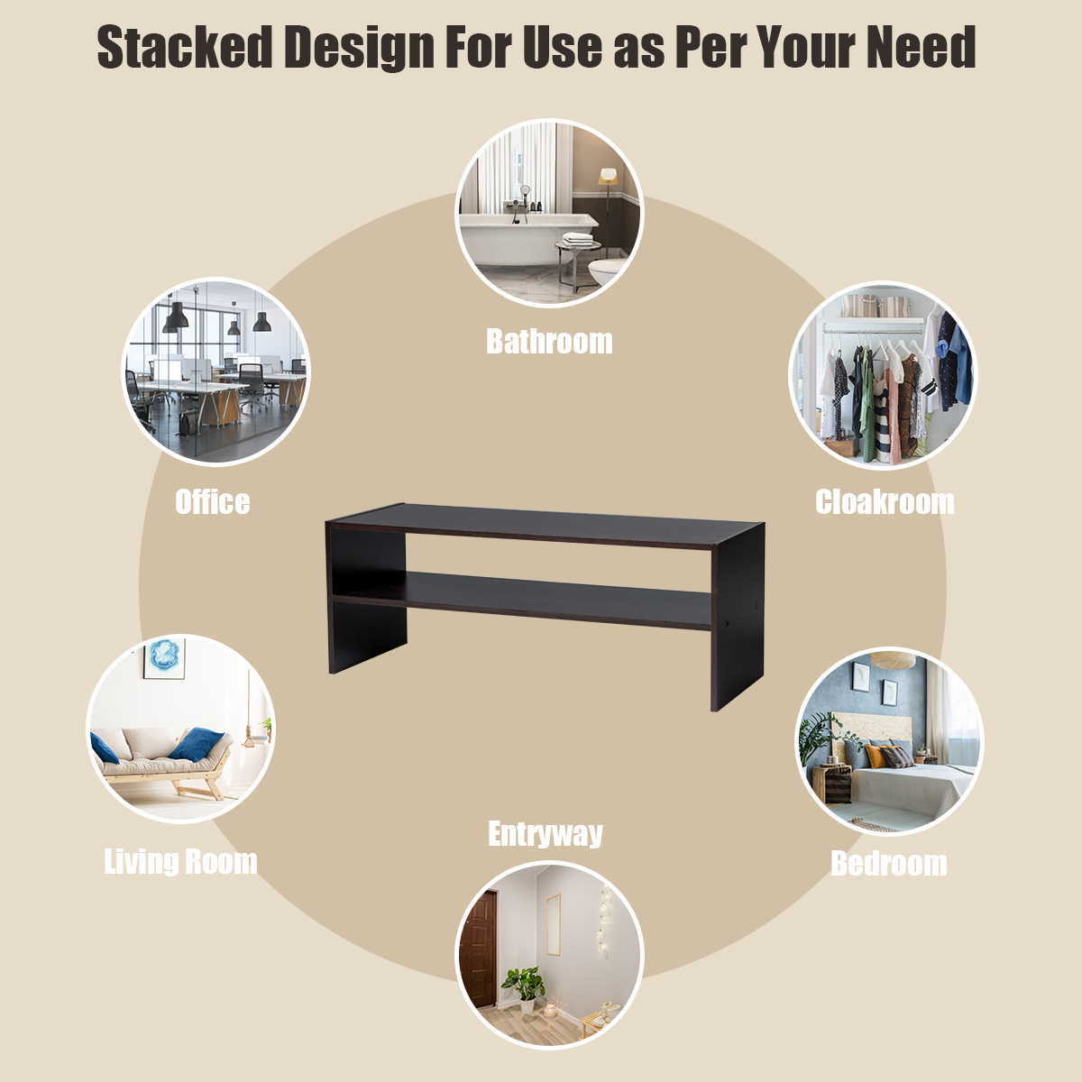 Topbuy 5-Tier Stackable Shoe Rack 31" Width Organizer Shelf
