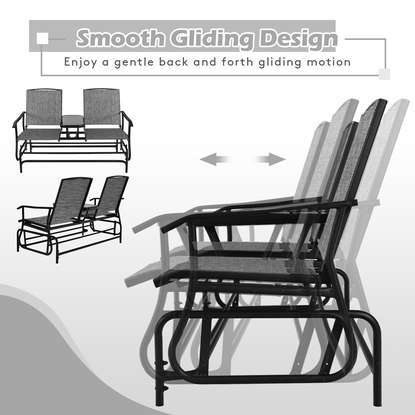 Patiojoy Patio Loveseat Rocking 2 Person Outdoor Double Glider Chair ...