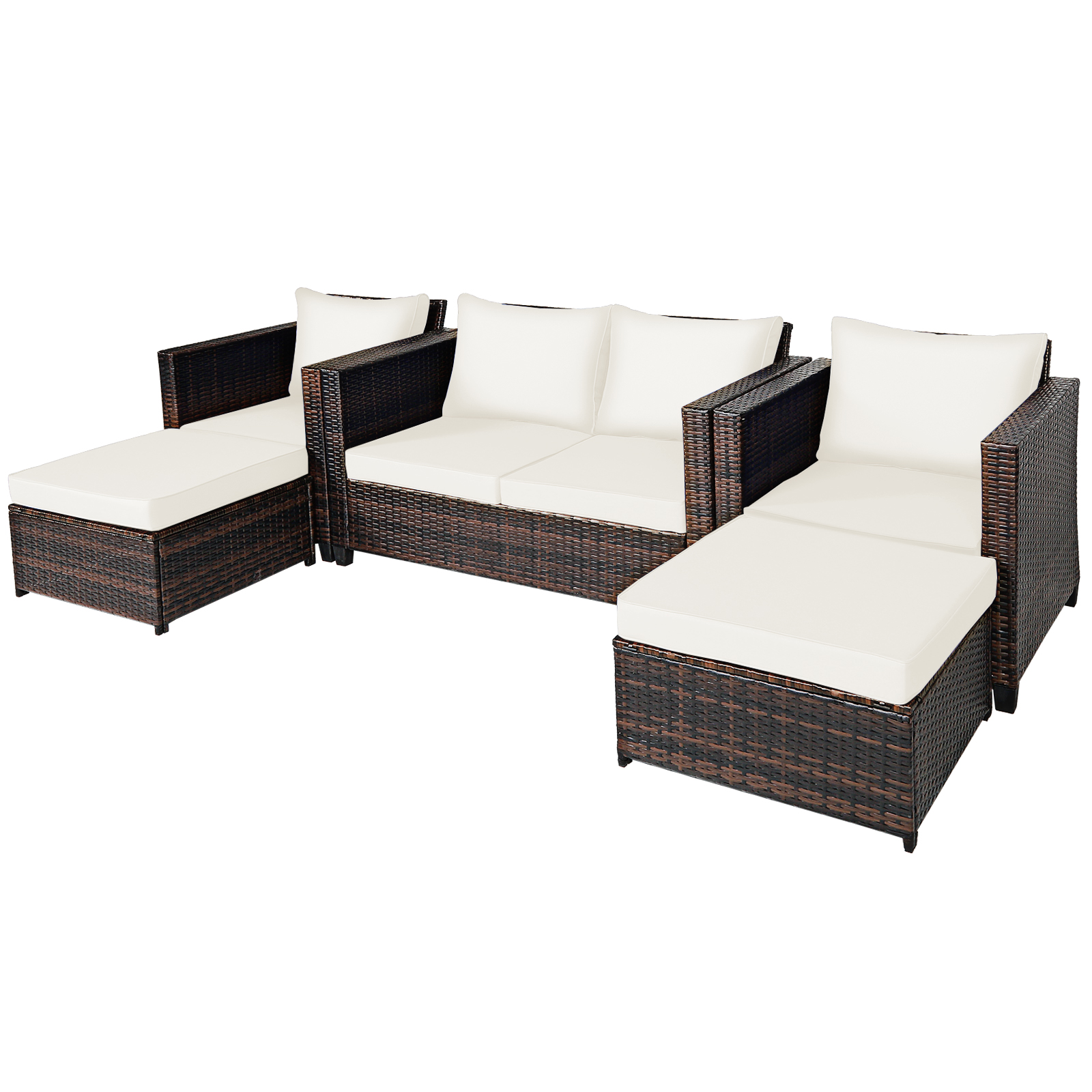 Patiojoy Outdoor Wicker Coversation Set with Removable Cushions