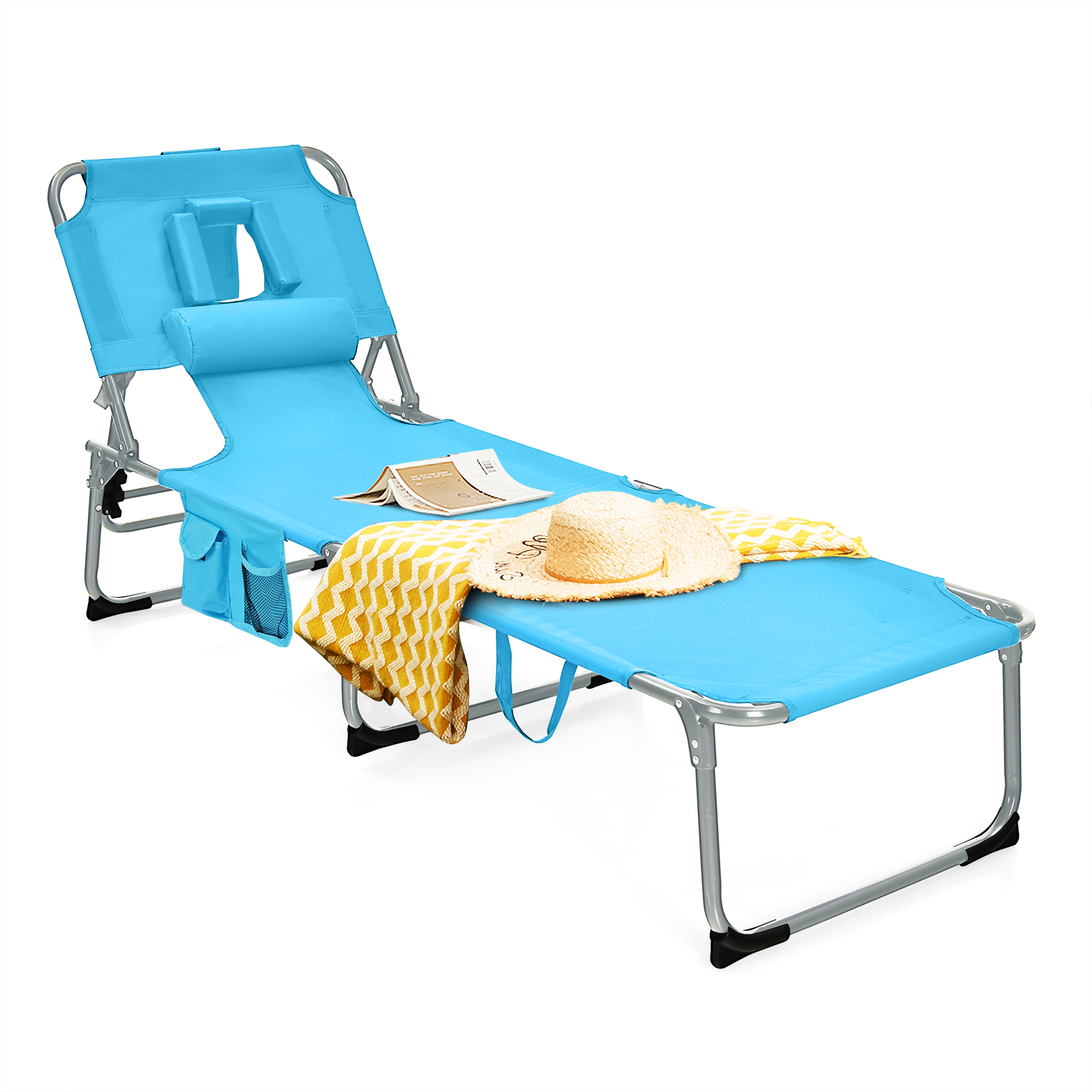 Patiojoy Beach Lounge Chair Reclining Chair with 5 Adjustable Positions - Picture 31 of 40